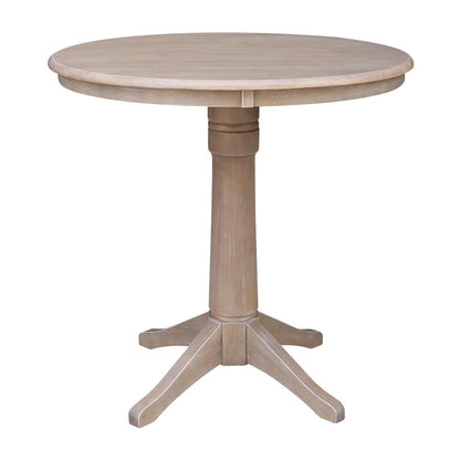 36" Round Pedestal Gathering Height Table With 2 San Remo Counter Height Stools