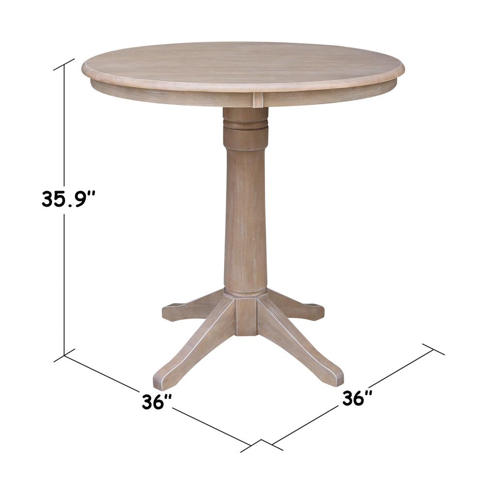 36" Round Pedestal Gathering Height Table With 2 San Remo Counter Height Stools