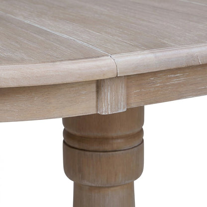 Extendable Round Pedestal Counter and Dining Height Table, Washed Gray Taupe