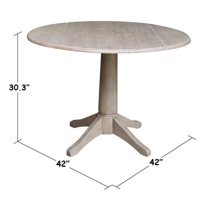42" Round Dual Drop Leaf Pedestal Table - 30.3"H