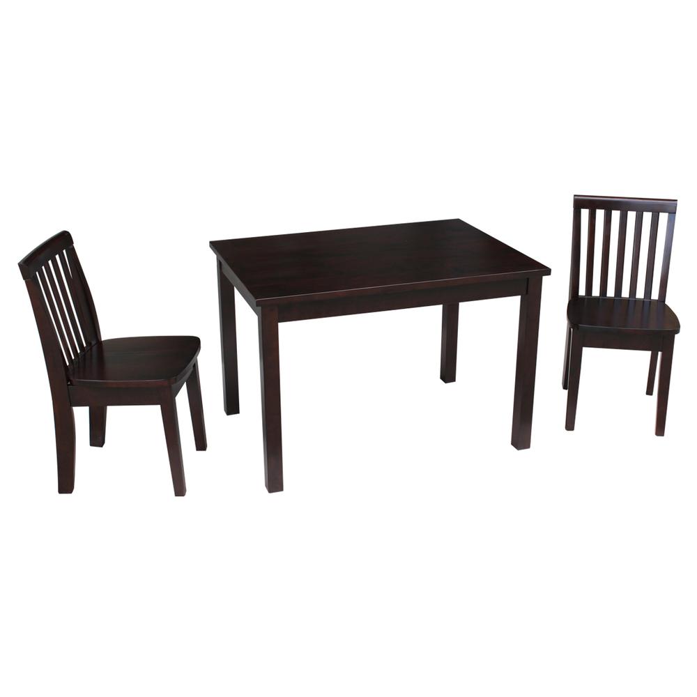 Table With 2 Mission Juvenile Chairs, Rich Mocha
