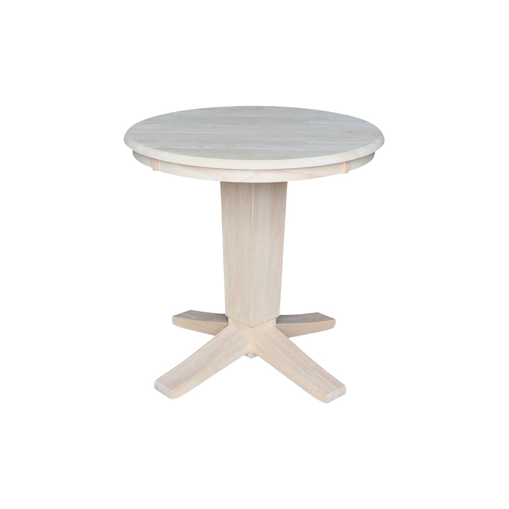 30 in Round Top Pedestal Dining Table in Unfinished