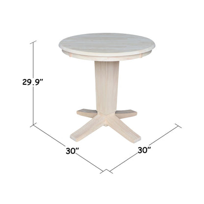 30 in Round Top Pedestal Dining Table in Unfinished