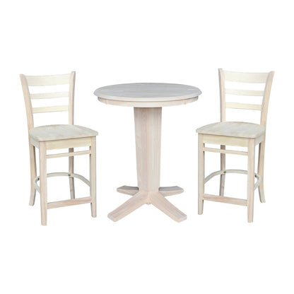 30 in Round Top Counter Height Dining Table with 2 Stools - 3 Piece Set