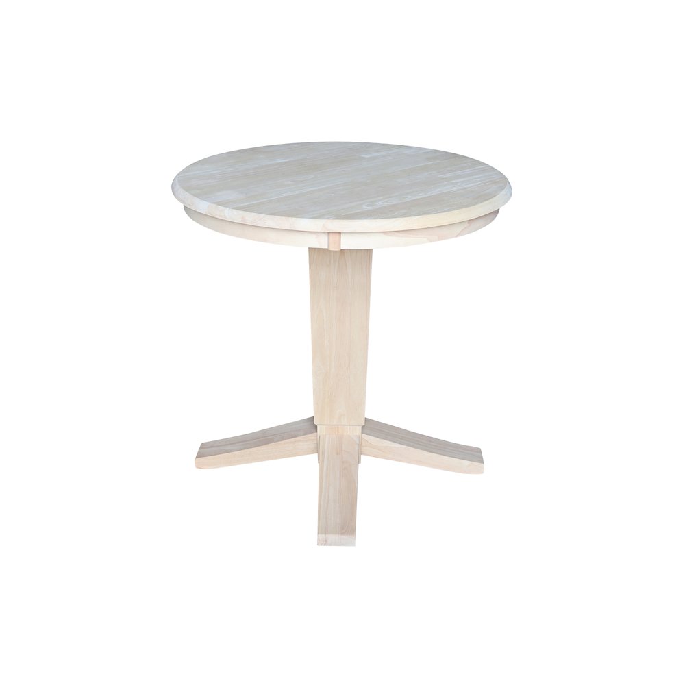 30 in Round Top Pedestal Dining Table in Unfinished
