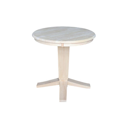 30 in Round Top Pedestal Dining Table in Unfinished