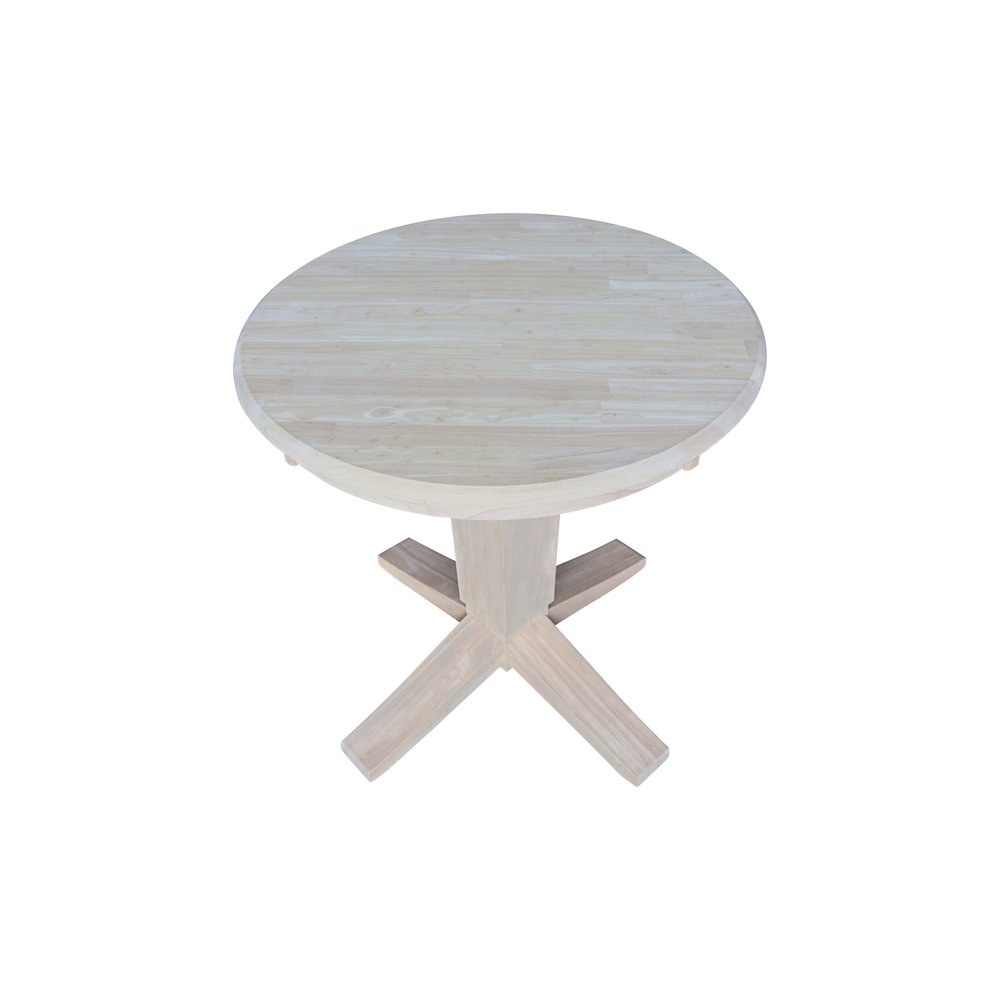 30 in Round Top Pedestal Dining Table in Unfinished