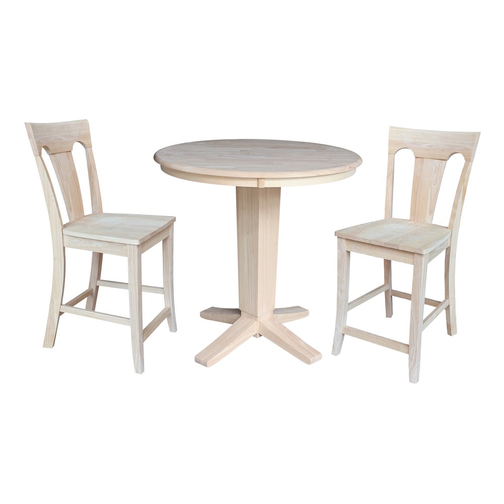 36 in Round Top Counter Height Dining Table with 2 Stools - 3 Piece Set