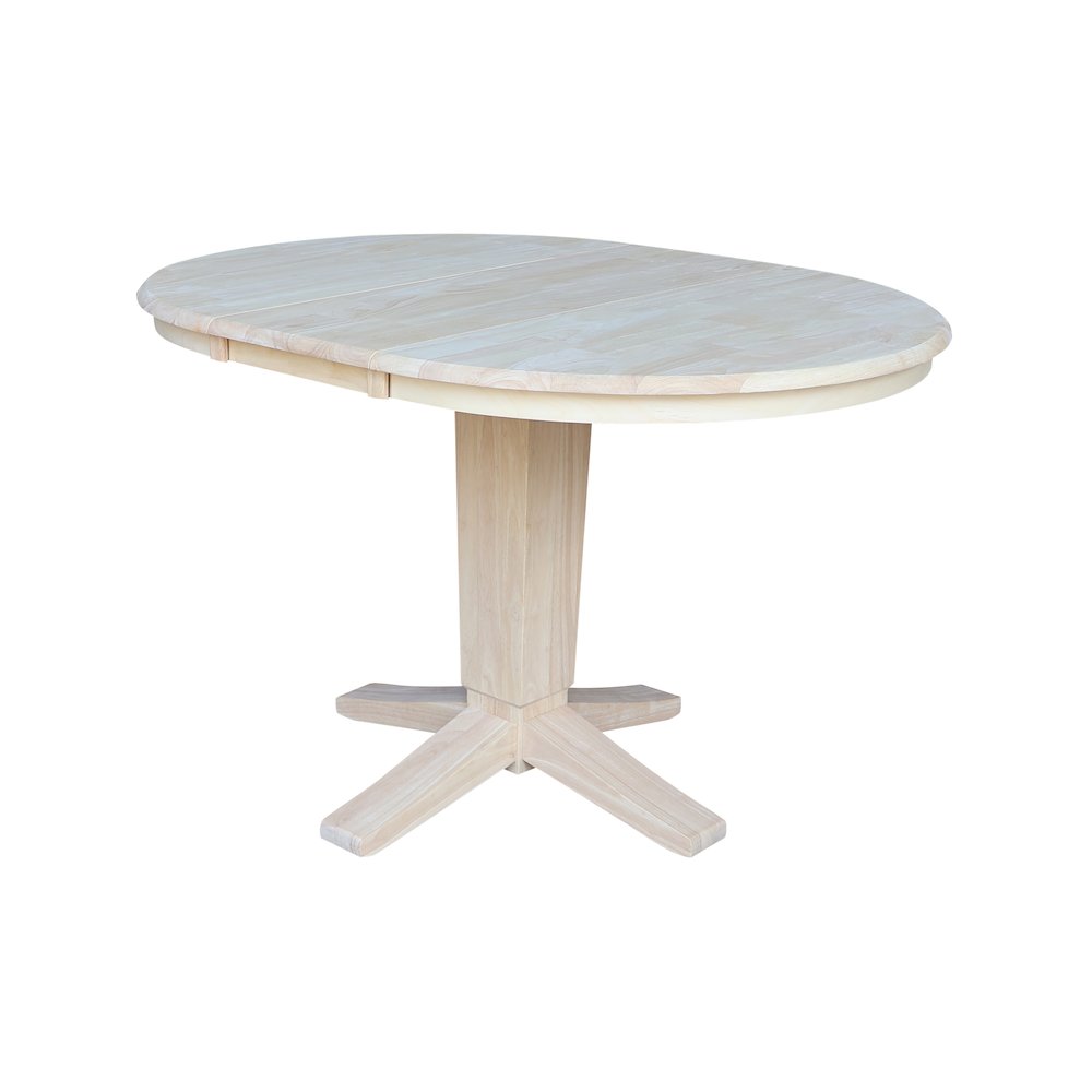 36 in Round Dining Table with 12 in Leaf and 4 Dining Chairs - 5 Piece Set