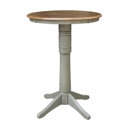 30" Round Pedestal Bar Height Table With 2 X-Back  Bar Height Stools