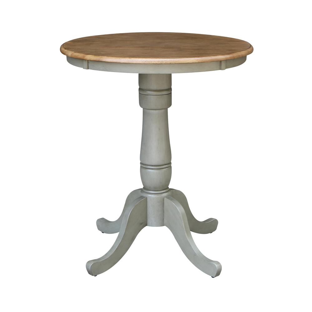 30" Round Pedestal Gathering Height Table With 2 X-Back Counter Height Stools
