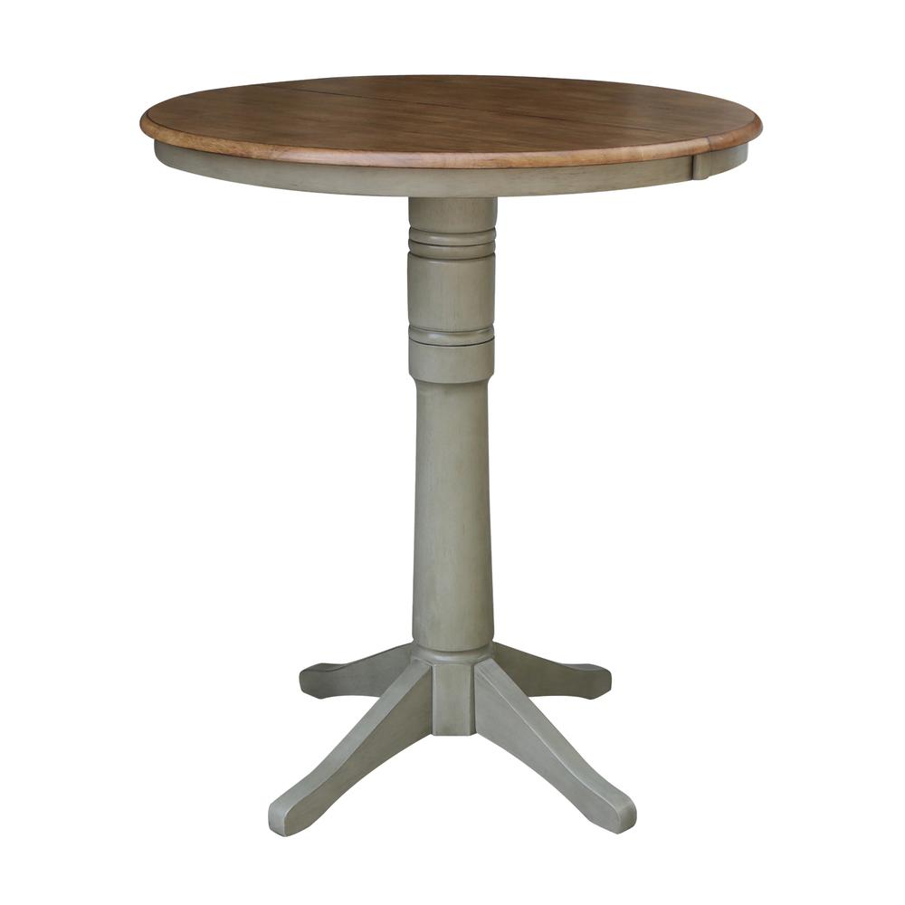 36" Round Extension Dining Table With 2 X-Back Bar Height Stools - Set