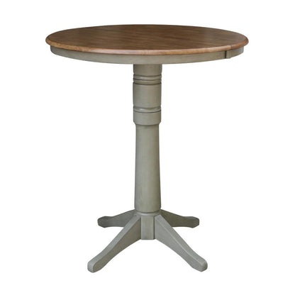 36" Round Extension Dining Table With 4 X-back Bar Height Stools - Set