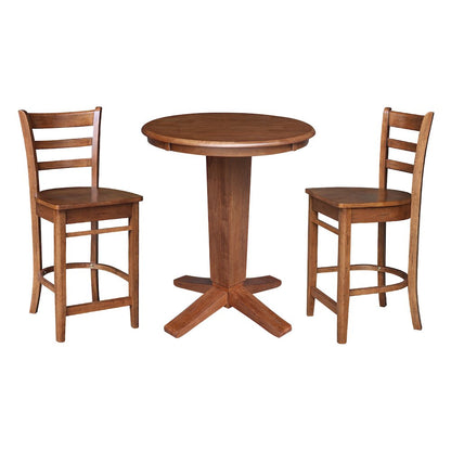 30 in Round Top Counter Height Dining Table with 2 Stools - 3 Piece Set