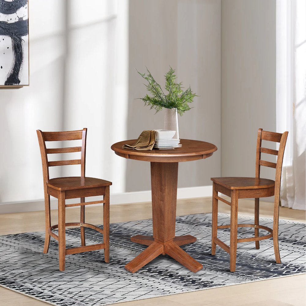 30 in Round Top Counter Height Dining Table with 2 Stools - 3 Piece Set