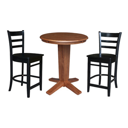 30 in Round Top Counter Height Dining Table with 2 Stools/Black - 3 Piece Set