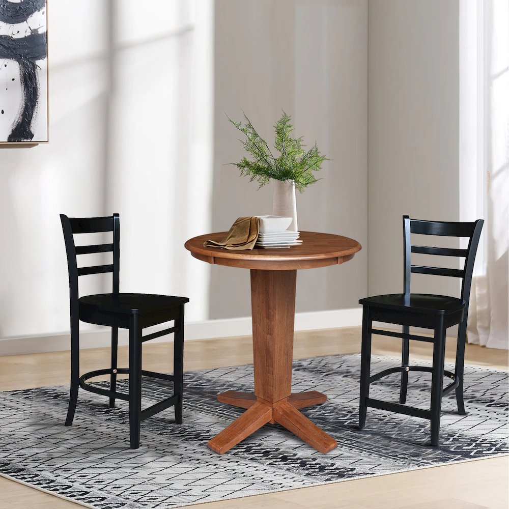 30 in Round Top Counter Height Dining Table with 2 Stools/Black - 3 Piece Set