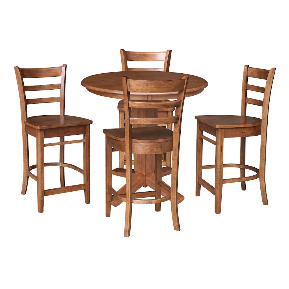 36 in Round Top Counter Height Dining Table with 4 Stools - 5 Piece Set