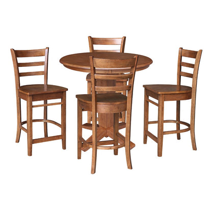 36 in Round Top Counter Height Dining Table with 4 Stools - 5 Piece Set