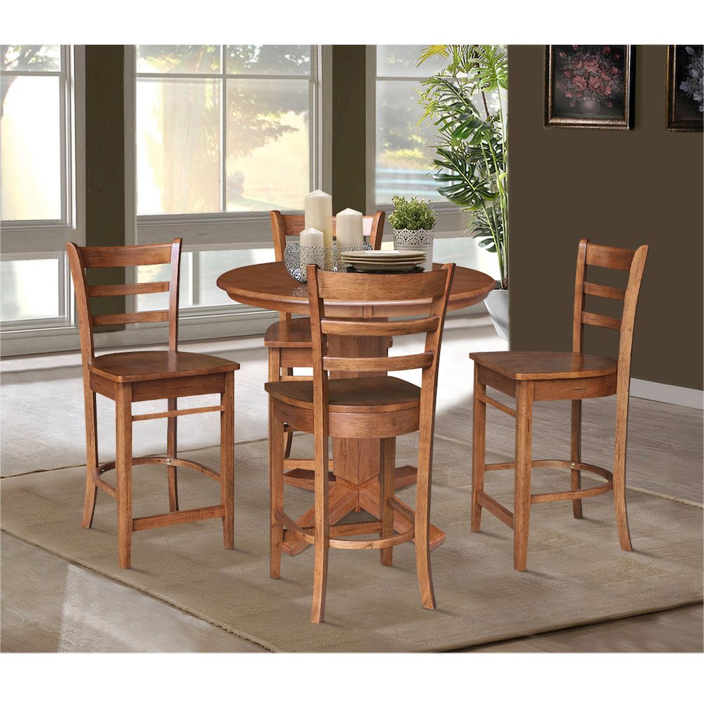 36 in Round Top Counter Height Dining Table with 4 Stools - 5 Piece Set