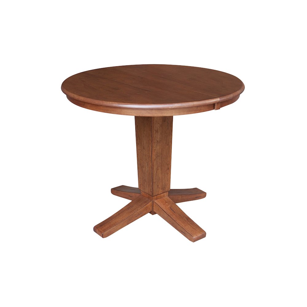 36 in Round Dining Table with 12 in Leaf and 2 Dining Chairs - 3 Piece Set