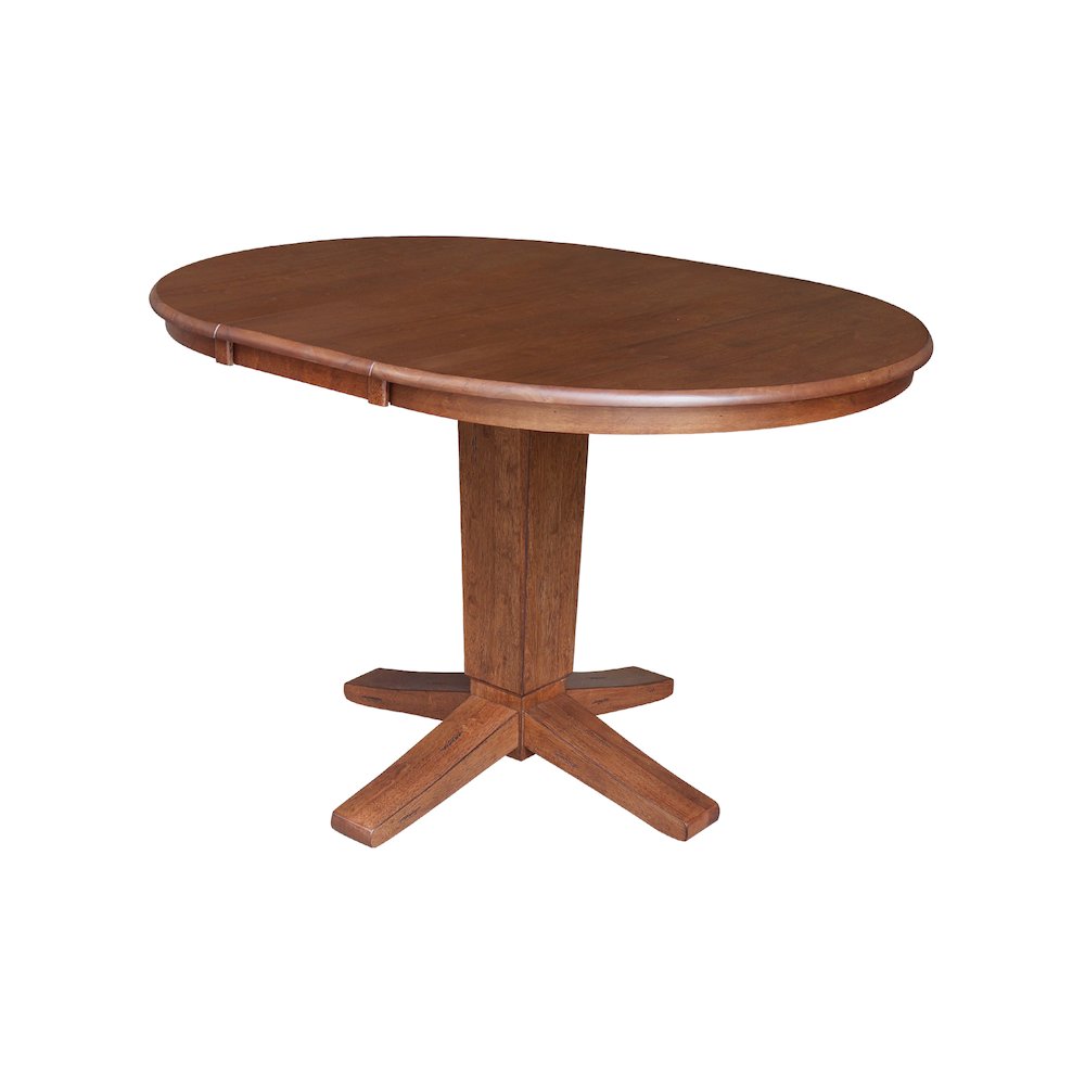 36 in Round Dining Table with 12 in Leaf and 4 Dining Chairs - 5 Piece Set
