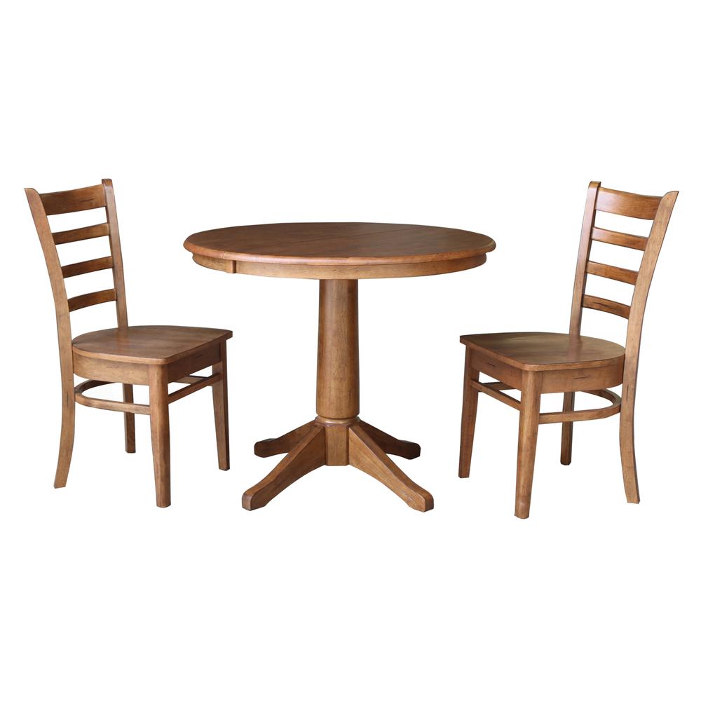36" Round Extension Dining Table with 2 Chairs- 557448