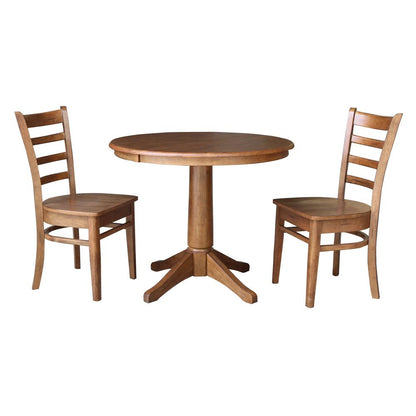 36" Round Extension Dining Table with 2 Chairs- 557448