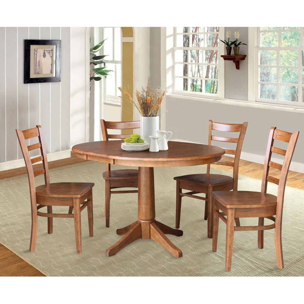 36" Round Extension Dining Table with 4 Chairs- 557455