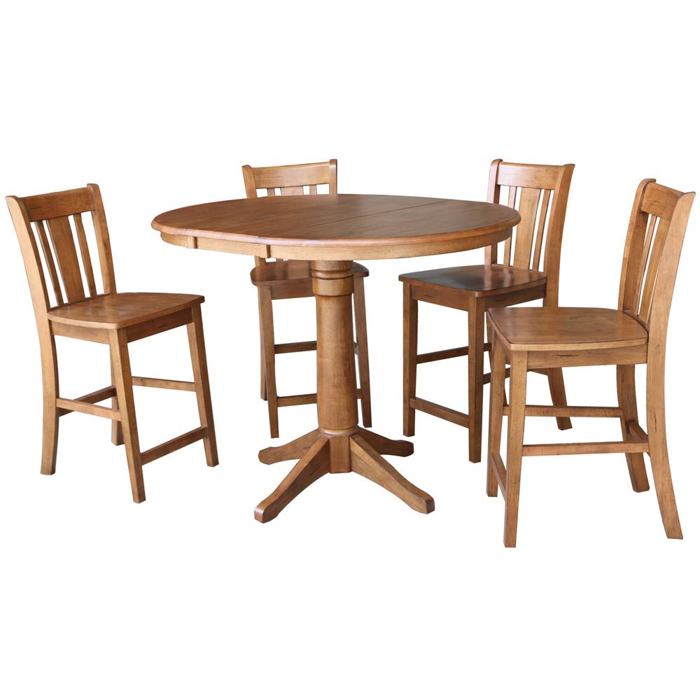 36" Round Extension Dining Table with 4 San Remo Stools- 557479