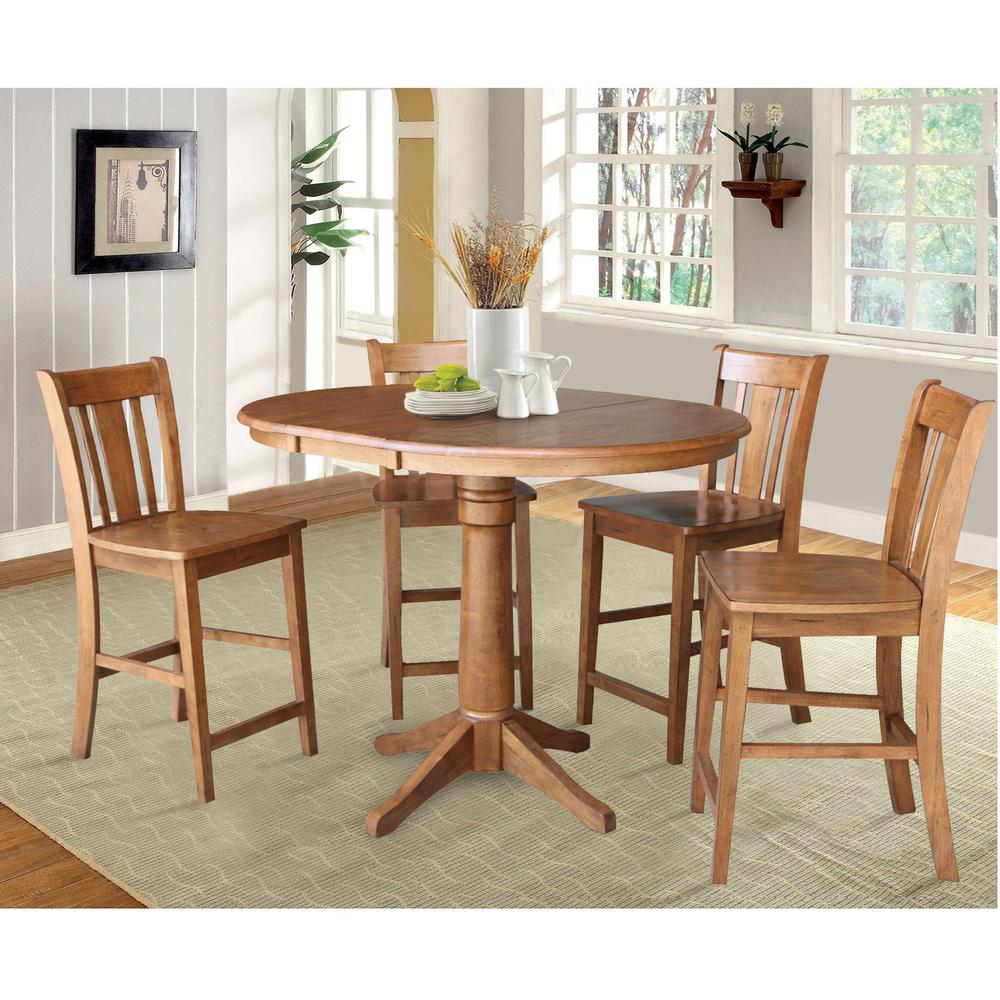 36" Round Extension Dining Table with 4 San Remo Stools- 557479