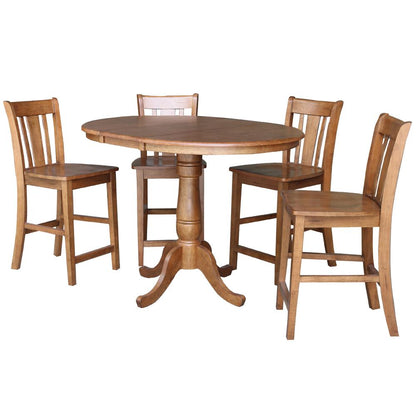 36" Round Extension Dining Table with 4- San Remo Stools- 55731