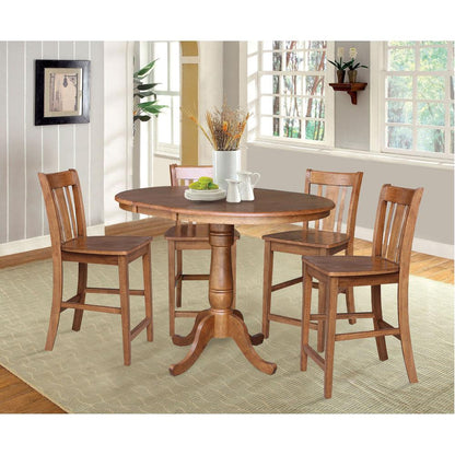 36" Round Extension Dining Table with 4- San Remo Stools- 55731