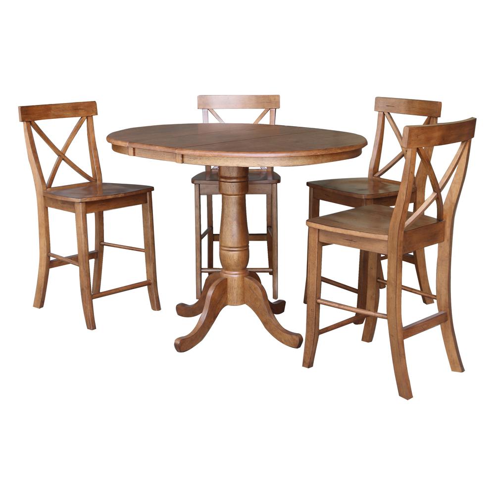 36" Round Extension Dining Table with 4 -Stools- 557325