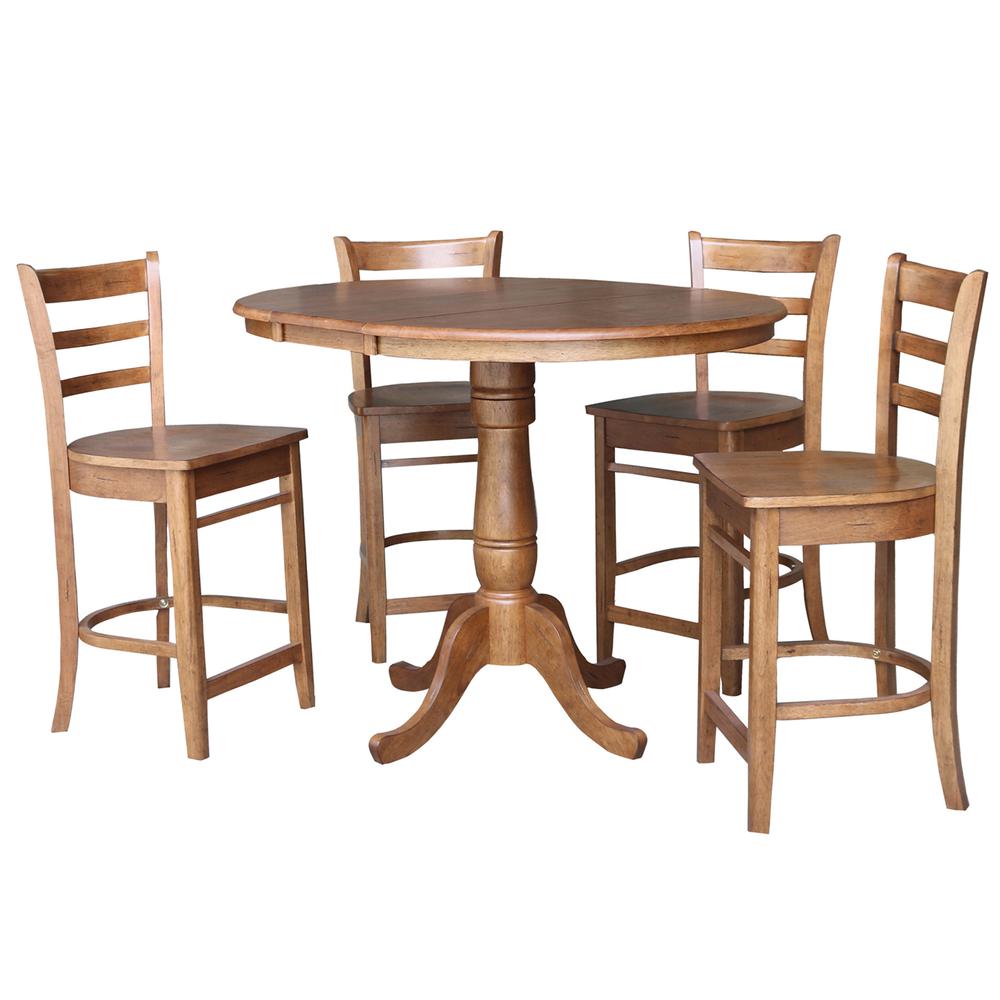 36"- Round Extension Dining Table with 4 Stools- 557349