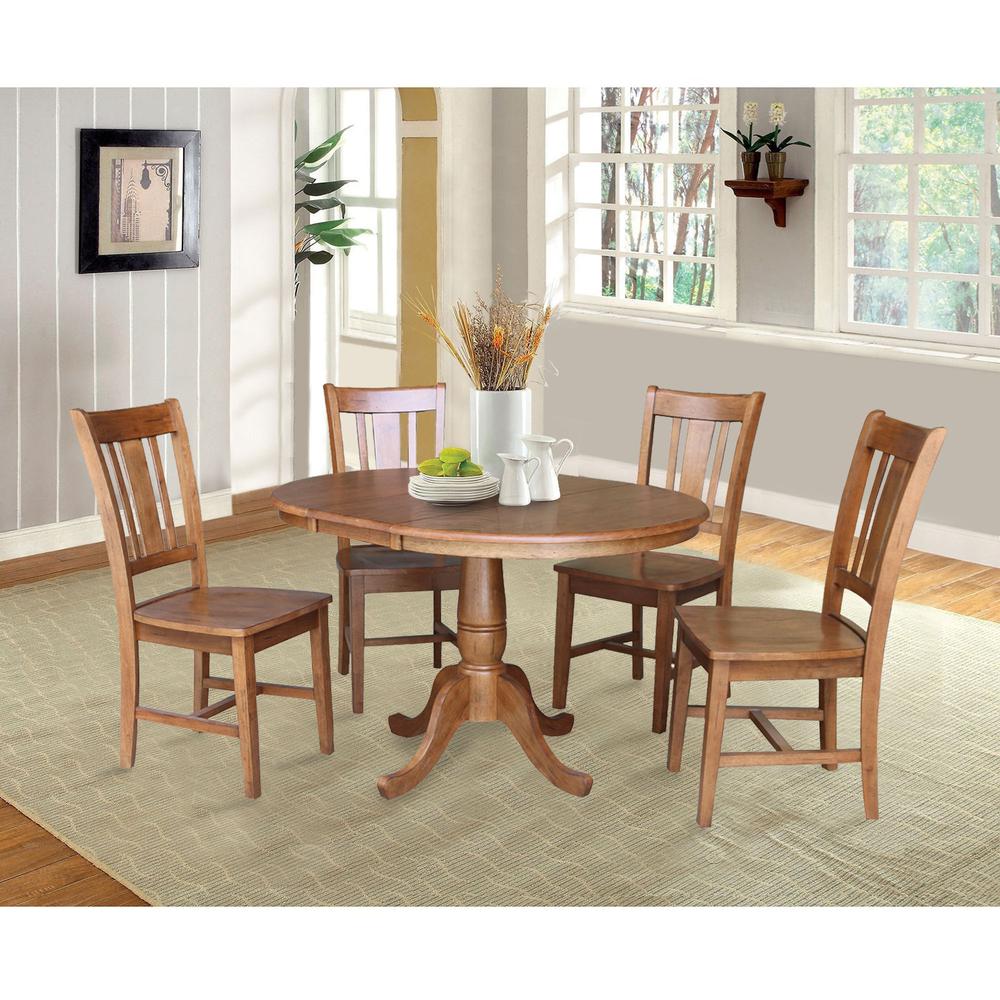 36" Round Extension Dining Table with 4 -Chairs- 55724