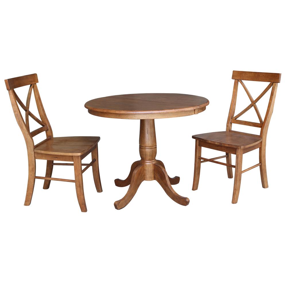36"- Round Extension Dining Table with 2 Chairs- 557257