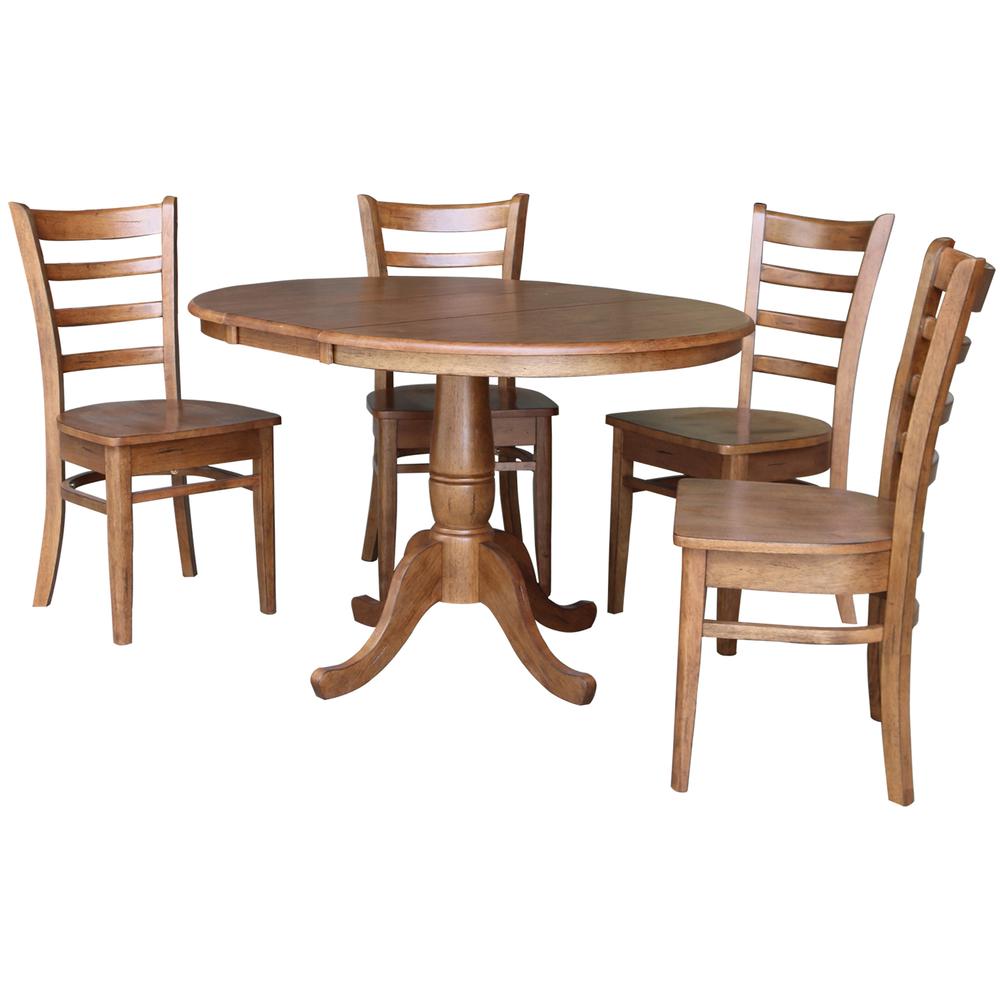 36", Round Extension Dining Table with 4 Chairs- 557288
