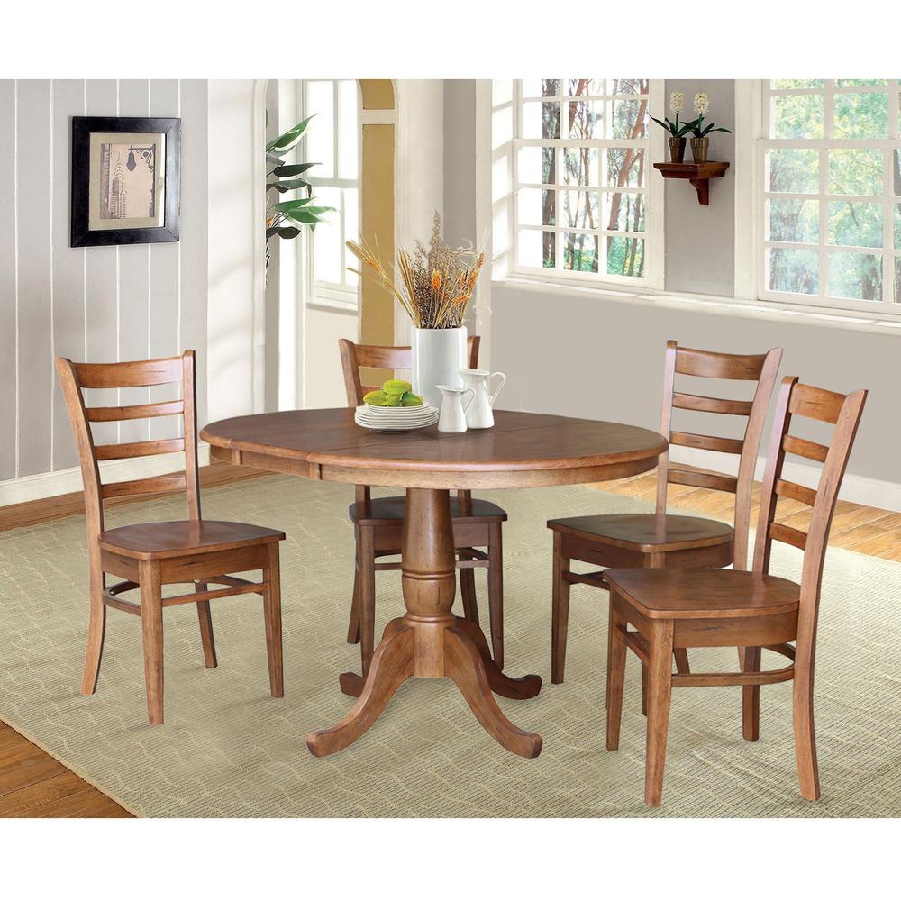 36", Round Extension Dining Table with 4 Chairs- 557288
