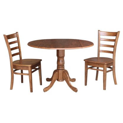 42" Dual Drop Leaf Table With 2 Emily Side Chairs - 3 Piece Set