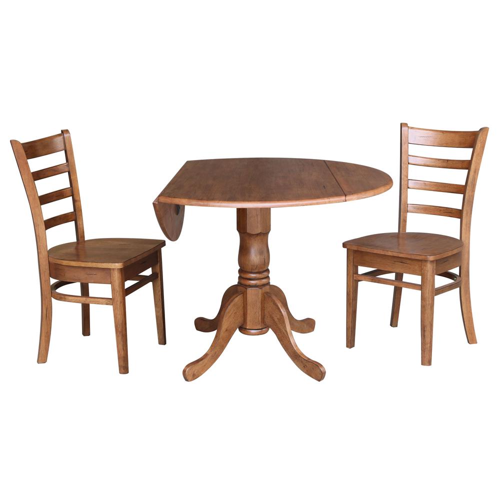42" Dual Drop Leaf Table With 2 Emily Side Chairs - 3 Piece Set