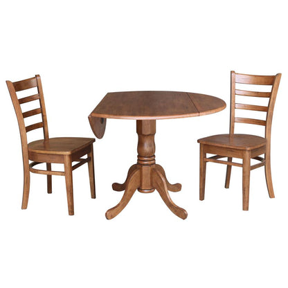 42" Dual Drop Leaf Table With 2 Emily Side Chairs - 3 Piece Set
