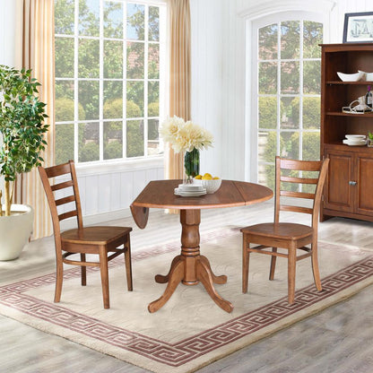 42" Dual Drop Leaf Table With 2 Emily Side Chairs - 3 Piece Set