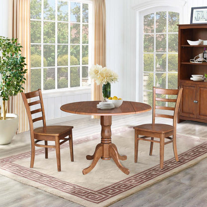 42" Dual Drop Leaf Table With 2 Emily Side Chairs - 3 Piece Set