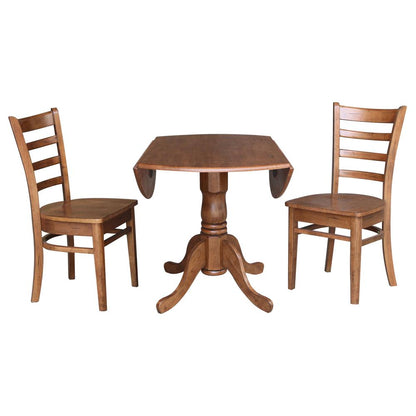 42" Dual Drop Leaf Table With 2 Emily Side Chairs - 3 Piece Set