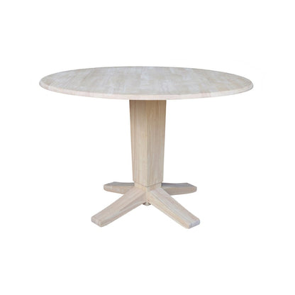 42 in Pedestal Table with 4 Dining Chairs in Unfinished - 5 Piece Set
