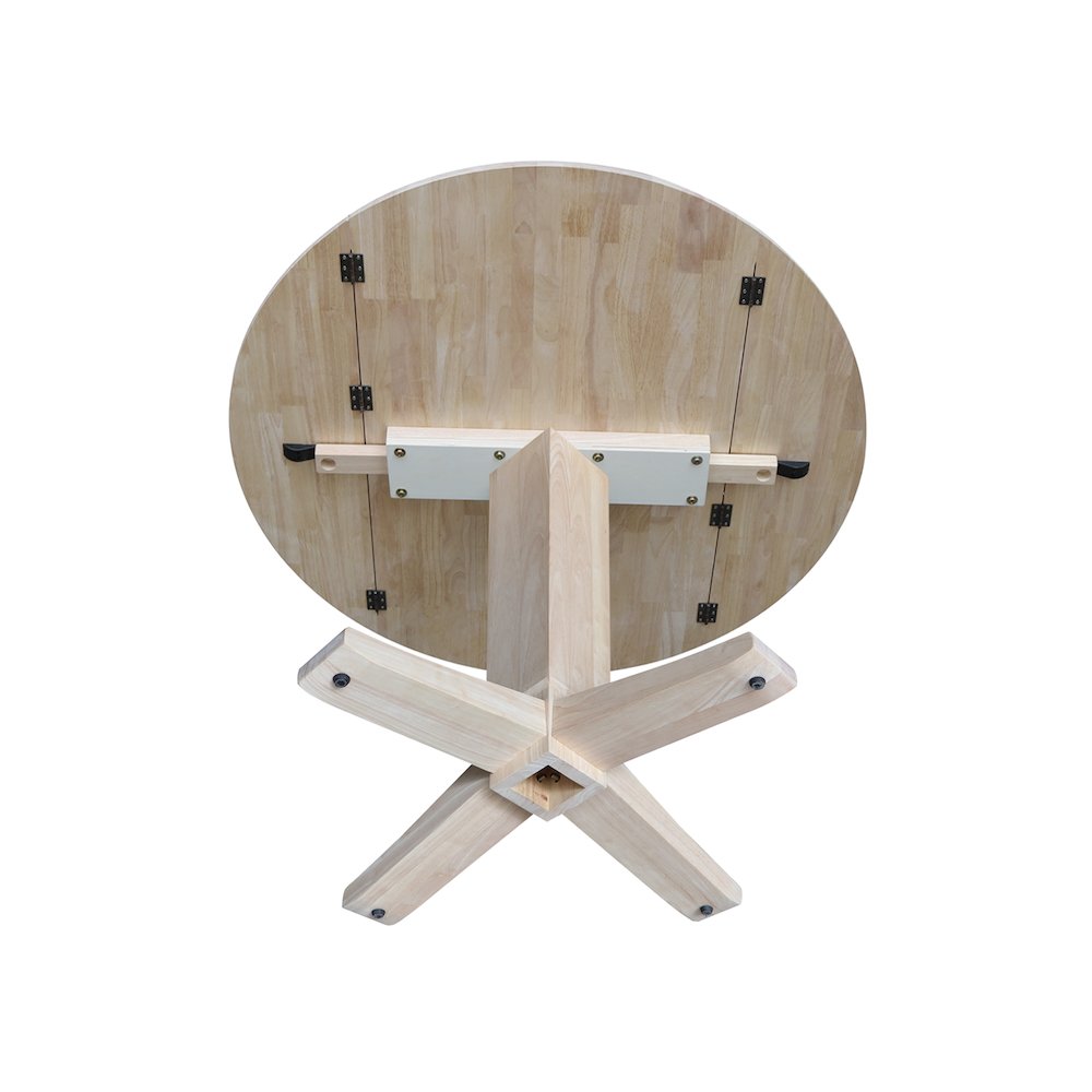 42 in Pedestal Table with 4 Dining Chairs in Unfinished - 5 Piece Set