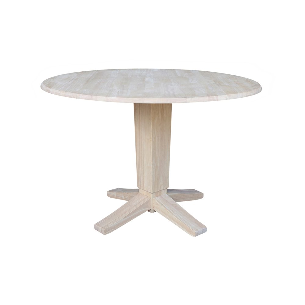 42 in Pedestal Table with 2 Dining Chairs in Unfinished - 3 Piece Set