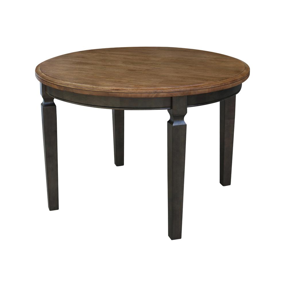 44 in. Round Top Dining Table with 4 Chairs in Hickory/Washed Coal