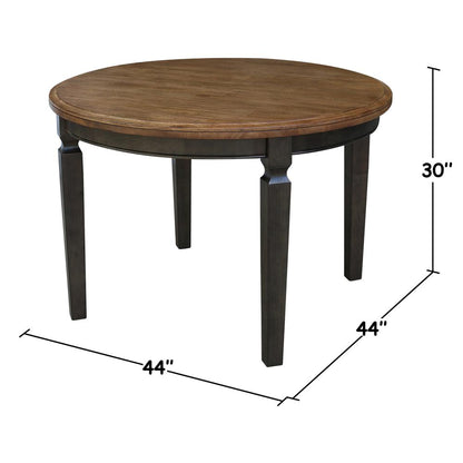 44 in. Round Top Dining Table with 4 Chairs in Hickory/Washed Coal